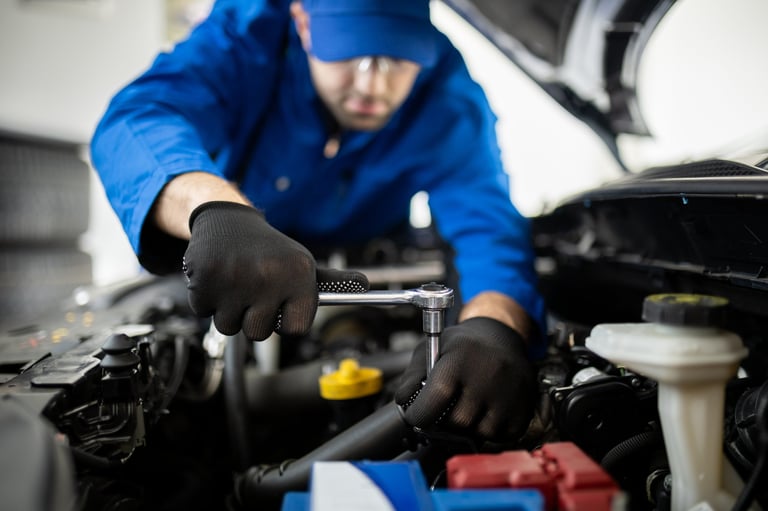 Skilled mechanic repairs